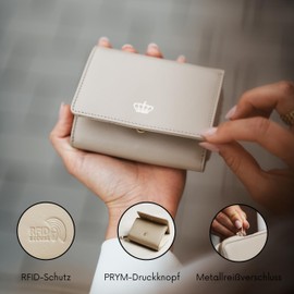 Baur Women's Wallet, Genuine Leather Wallet with RFID Protection, Small Wallet with Card Slots and Coin Compartment, Soft Full Leather, Wallet with Press Stud Closure, cream, Classic