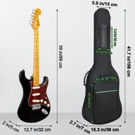39 Inch Electric Guitar Bag 7mm Padding Waterproof Electric Guitar Case, Electric Guitar Gig Bag Backpack with Neck Strap and Pockets, Black