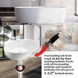 XYgdhqpt Freestanding tub drain rough-in kit Compatible With freestanding bathtubs and standard bathtubs-Fits all types of 1-1/2" bathtub drains,freestanding bathtub drain rough-in kit