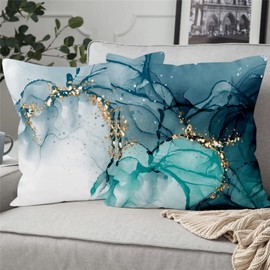 TYLCLTX Decorative Pillows for Couch Set of 4,Gold and Teal Marble Throw Pillow Covers 20x20,Abstract Pillowcases for Sofa and Living Room