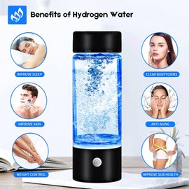 Hydrogen Water Bottle, Portable Hydrogen Water Ionizer Machine, Hydrogen Water Generator, Rechargeable Hydrogen Rich Water Glass Health Cup for Home Travel (Black)