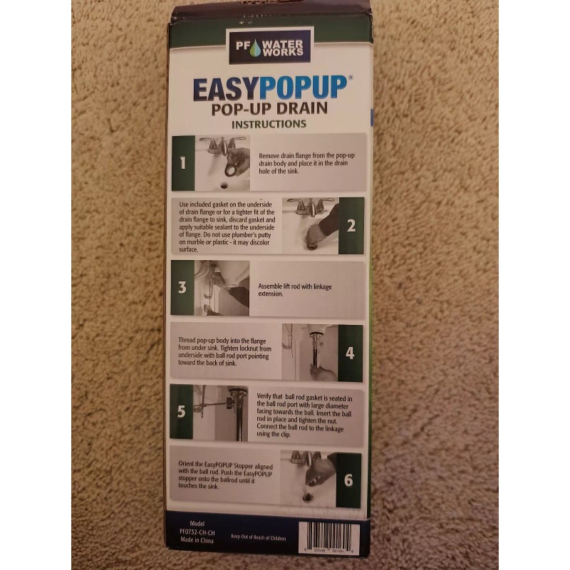 Waterworks PF WaterWorks Sink/Lavatory Pop-Up Drain For Sinks W/ Overflow