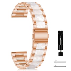 MaEiol 20 mm Bracelet for Garmin Forerunner 570 42 mm/Garmin Approach S50/Approach S44/Vivoactive 6/5/Forerunner 165/165 Music, Resin Bracelet Resin Stainless Steel Metal Bracelets Business – Rose