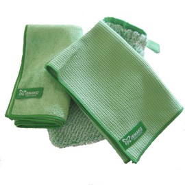 Jemako Set of 3 Green Professional Cloth (40 x 45 cm) + Drying Cloth (45 x 60 cm) + Cleaning Glove