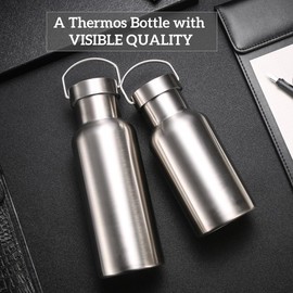 Vacuum Insulated Stainless Steel Water Bottle Insulated Water Bottle Wide Mouth Insulated Metal Bottle for Cold Drinks I BPA-Free Bottle for Travel (17oz)