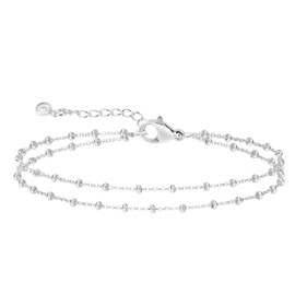 Mesaro Bracelet, Women's, Men's, 2 Strand Bracelets, Adjustable Length, Silver, Accessories, Chain, Simple, Platinum Plated, Metal Allergy, Birthday, Mother's Day, Gift, Beautiful Box Included, Copper