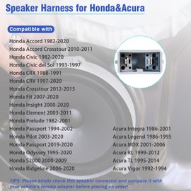 Jayubien 72-7800 Speaker Wiring Harness Compatible with Honda Accord Civic CRV Insight Pilot Odyssey Ridgeline Car Door Front Rear Speaker Wire Adapter Connector Kit for Acura MDX RL TL,2PIN 4PCS