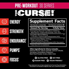 JNX The Curse! Pre Workout Powder - Orange Mango 50 Servings | Preworkout: Boost Strength, Energy + Focus for Men & Women | Caffeine, Beta-Alanine, Creatine & L-Citrulline (150 g, Cherry Limeade)