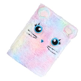 Ciieeo Cartoon Plush Notebook for Girls Adorable Writing Pad Colorful Cat Design for Scrapbooking and Creative Writing Eye-catching Notebook for Students