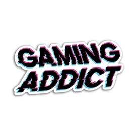 2 x 10cm Wide Gaming Addict Vinyl Stickers - Gamer Game Pixel Glitch Men Boys Girls Addiction Love Fan Decal Luggage Laptop Gift Sticker #80110