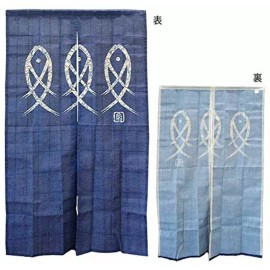 Unbranded Japanese Noren Curtain 34"W x 59"L Fish Pattern Room Divider Tapestry
