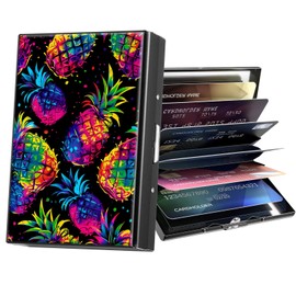 ACWDMKH Metal Wallet,Credit Card Holder for Women Men,RFID Blocking Card Holder Wallet Mini Slim Aluminum Wallet ID Case Hard Card Case Business Card Holder Case,Glitter Pineapple