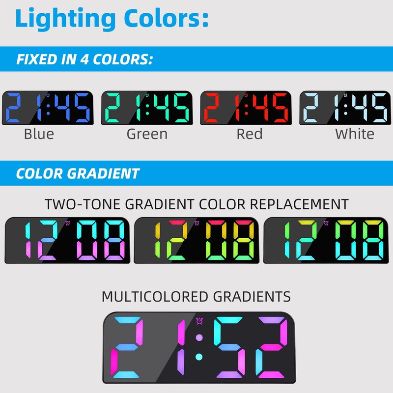 Koolertron Digital Wall Clock, Large Display, LED Clock with Remote