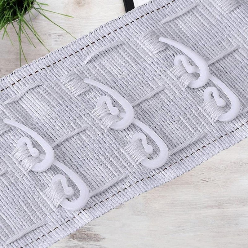 Burkfeeg 200 Pcs White Curtain Hooks Gliders Rollers, Plastic Curtain
