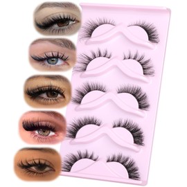 Cat Eye Lashes Fairy Eyelashes Wispy Fluffy False Eyelashes Fox Strip Fake Eyelashes 5 Styles Mixed Fluffy Mink Lashes with Long Tail Eye Lashes Pack 5 Pairs
