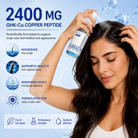GHK-Cu Peptide Hair Serum, Copper Peptides for Hair Growth Support with Copper Tripeptide-1, Niacinamide & Hyaluronic Acid, Lightweight Scalp Spray for Hydration, Soft Hair, 2 Fl Oz (60ml)