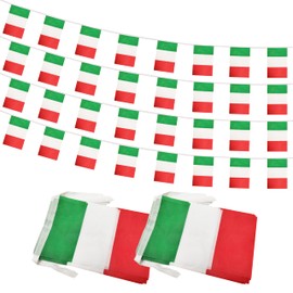 Yamiuo 100 Feet Italy String Flag, 76 Pcs Italian Banner Flag, Small Mini World Banner Flags for Sports Events, Bars Decorations, School Festivals, Party Decorations, Celebrations (Italy)