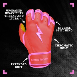 BRUCE BOLT Bader Series Short Cuff Pink Batting Glove - Pink Youth Small