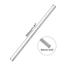 uxcell 4mm x 300mm 304 Stainless Steel Solid Round Rod for DIY Craft - 5pcs