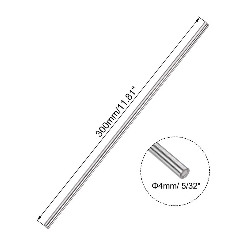 uxcell 4mm x 300mm 304 Stainless Steel Solid Round Rod