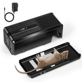 2025 Electric Mouse Trap Zapper Powerful Rat Traps Indoor for Home,Reusable Electric Rat Traps Outdoor Rodent Zapper Mice Trap Electronic Shock Killer for Attic Warehouse Kitchen Garage,No-Touch,Black