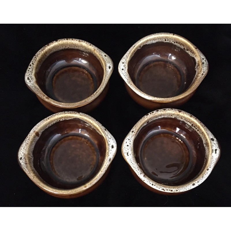 HF Coors China 4 Vtg HF Coors Brown Drip Glaze