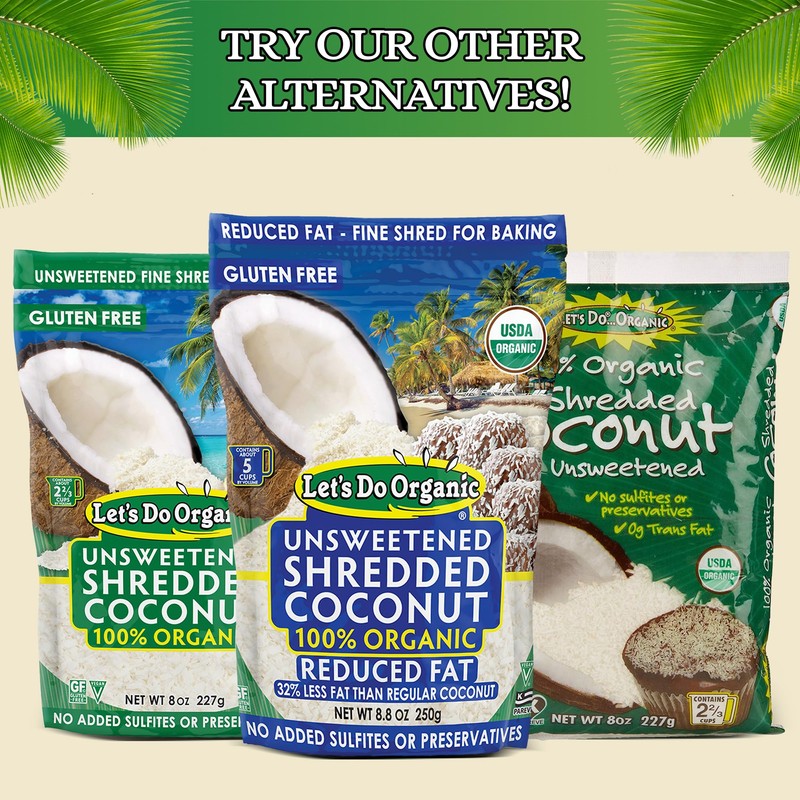 Lets Do Organic Shredded Coconut Unsweetened - Reduced Fat Coconut