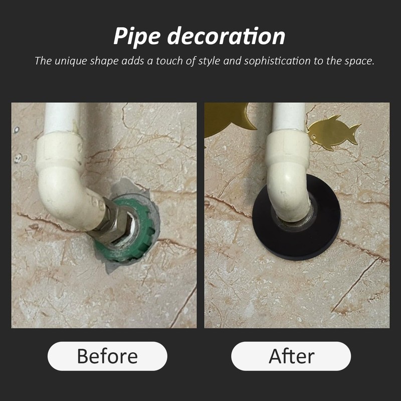 3 Pack Black Pipe Covers, 3 Pieces Pipe Collars, 200mm