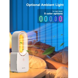 let'me Desk Fan, Portable Bladeless Fan 11.8 inch Small Personal Cooling Fan with 5 Colors Touch Control LED Light, Quiet Table Fan for Office, Home, Bedroom