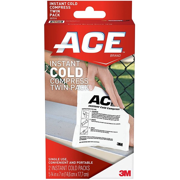 ACE Instant Cold Compress Twin Pack, Works for wrists, ankles, knees, wisdom teeth, eye, neck and more