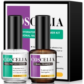 Coscelia Set 2pcs Non-Acid Primer and Nail Dehydrator, Semi-Permanent Primer Kit