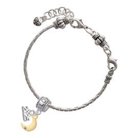 Delight Jewelry Goldtone Small Crescent Moon - I Love You/Love You More Charm Beads (Set of 2)