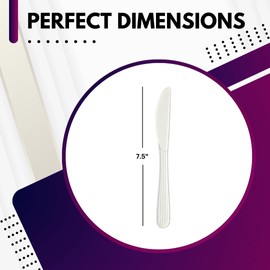 Green Direct Heavy Duty White Plastic Knives Pack of 100 – Sturdy Disposable Knives for Parties, Events, and On-the-Go Meals