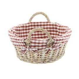 FRANK FLECHTWAREN Basket Bowl Checked Round Diameter 25 x 10 cm