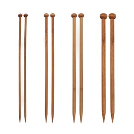 8 Pcs Bamboo Knitting Needles, Single-tip Wooden Knitting Needles Set for DIY Handmade Scarf Wool Sweater, Thick Knitting Needles for Arthritic Fingers (5mm, 6mm, 8mm, 10mm)
