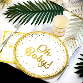 Set Completo de Fiesta con Platos, Utensilios, Servilletas, Mantel y Más, Ideal para Fiestas Infantiles y su decoracion, Cumpleaños y Reuniones (Oh Baby)