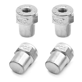 ZNDAW 2PCS Car Positive Negative Battery Post Terminal, Zinc Alloy 3/8" Female Thread Battery Charging Post Terminals, Terminal Post Adapter for 3/8" Stud Extension for Car Truck Marine (4pcs)