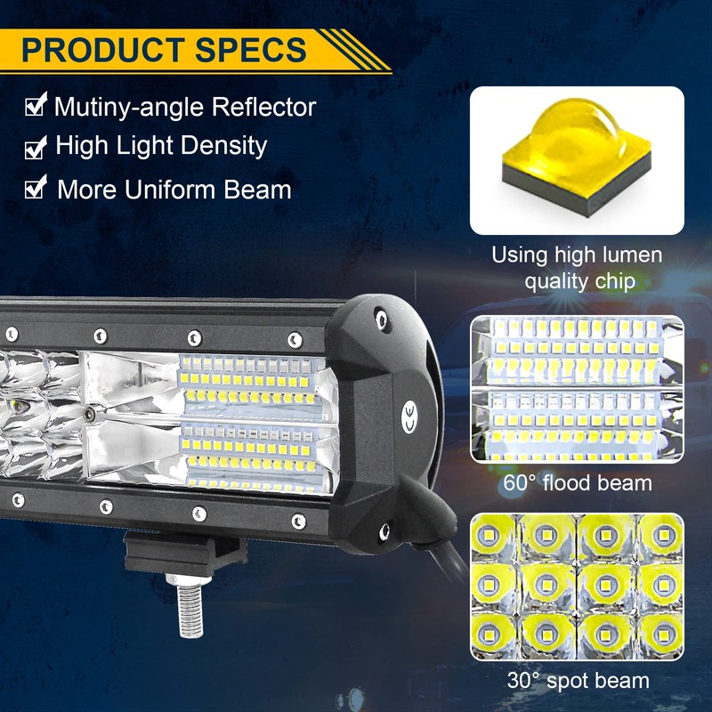 Willpower 23 inch 324W LED Light Bar Triple Row Spot