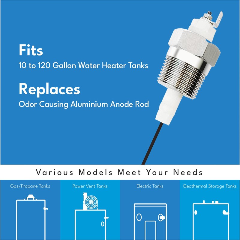 Powered Anode Rod for Water Heater Tank(40-89 Gallon Tank), Electrical