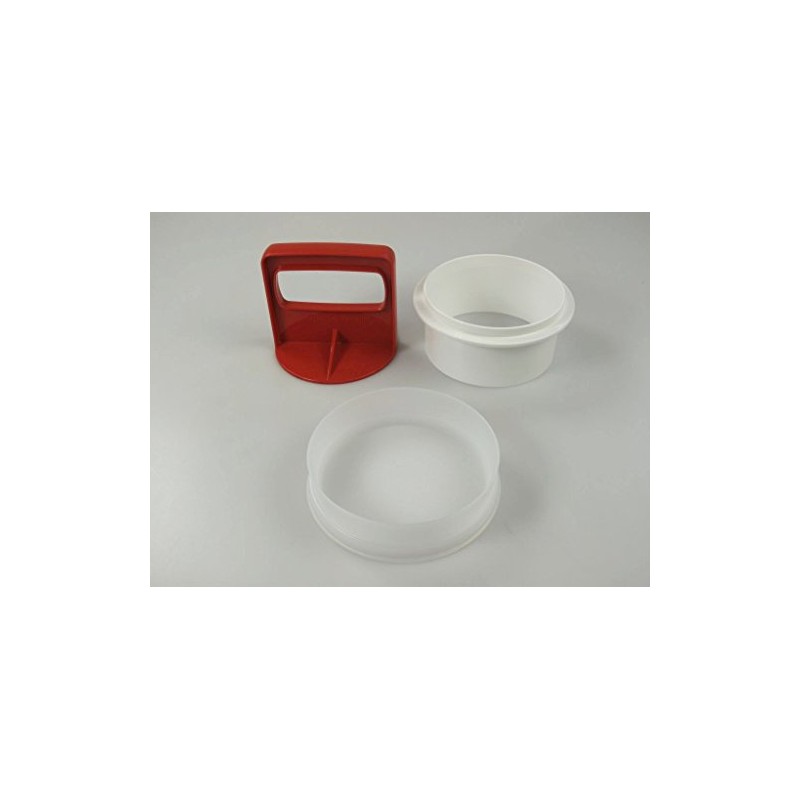TUPPERWARE Hamburger Press + Containers white red 15261