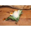 Holzwurm Decorative Ceramic Frog Sitting 20cm Garden Ornament Green White