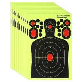 Jeqqinuz 10PCS Splatter Targets Paper, Reactive Targets for Shooting Range Paper with Fluorescent Yellow Impact Indicators, Splatter Silhouette Shooting for Indoor Outdoor Practice