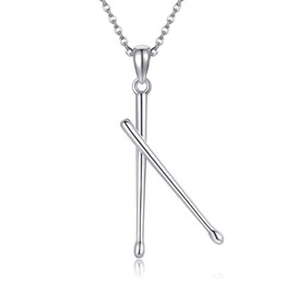 DAYLINLOVE Drumstick Necklace 925 Sterling Silver Drumsticks Pendant Necklaces Drummer Gifts Unique Jewelry for Women Men Music Lovers (Silver)