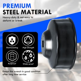 CCLIFE 74-76 mm Oil Filter Wrench 3/8 Inch Oil Filter Caps Oil Filter Tool Car 15-Point