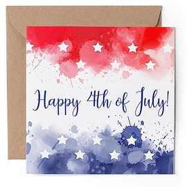 1 x Greeting Card - Happy 4th July USA America Flag - Blank Birthday Celebration Anniversary #52944