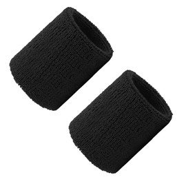 Wristband, Sweatband, Sweat Band, Good Texture, Absorbent, Stretchy, Breathable, Tennis, Basketball, Baseball, Muscle Training, Wrist Protection, Sports, Left & Right, Unisex, Black