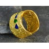 NicoWerk SRI656 Women's Rustic 925 Sterling Silver Wide Golden Mosaic