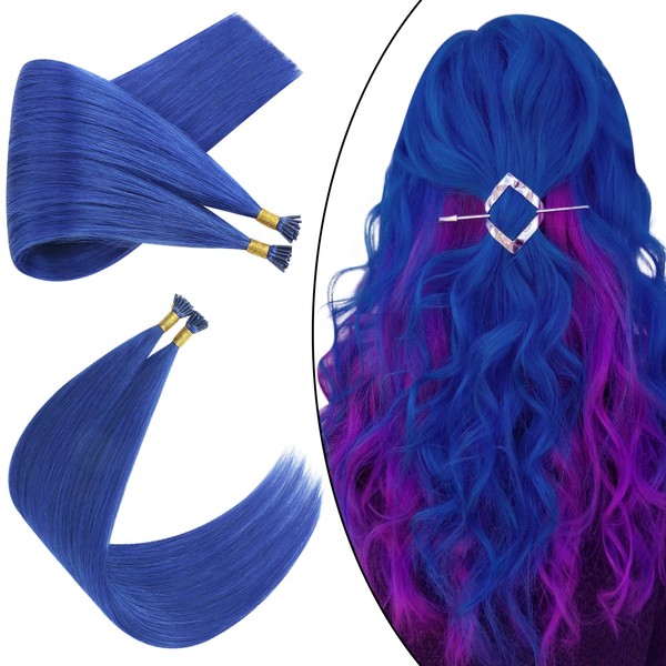 Ugeat 22 Inch Blue Itip Hair Extensions Real Human Hair