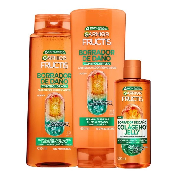 Garnier Fructis Borrador De Daño Rutina Control Grasa