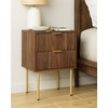 AEPOALUA Nightstand,Morden Bedside Table with Gold Frame,Small White Night Stand,End